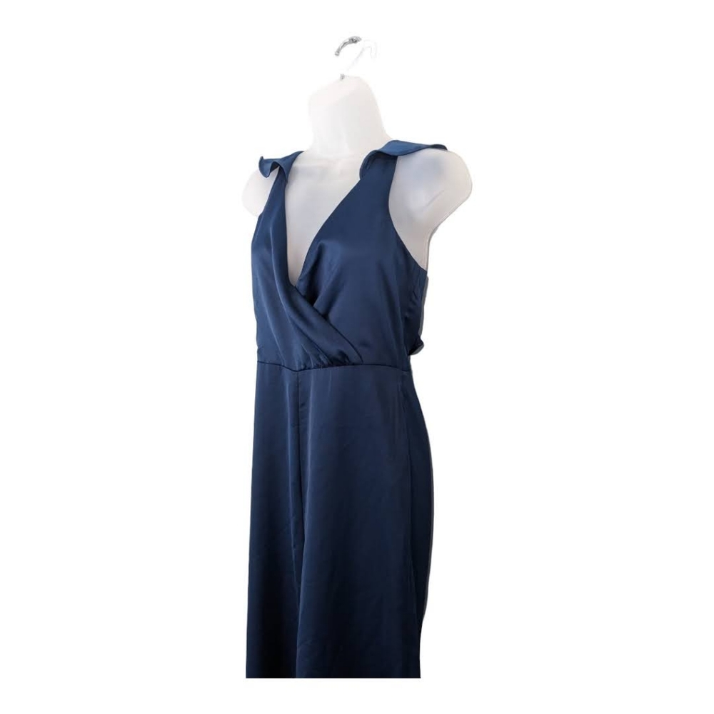 CLEARANCE Devlin Navy Blue Plunge Neckline Wide Legged Sleeveless Romper 2 NWT